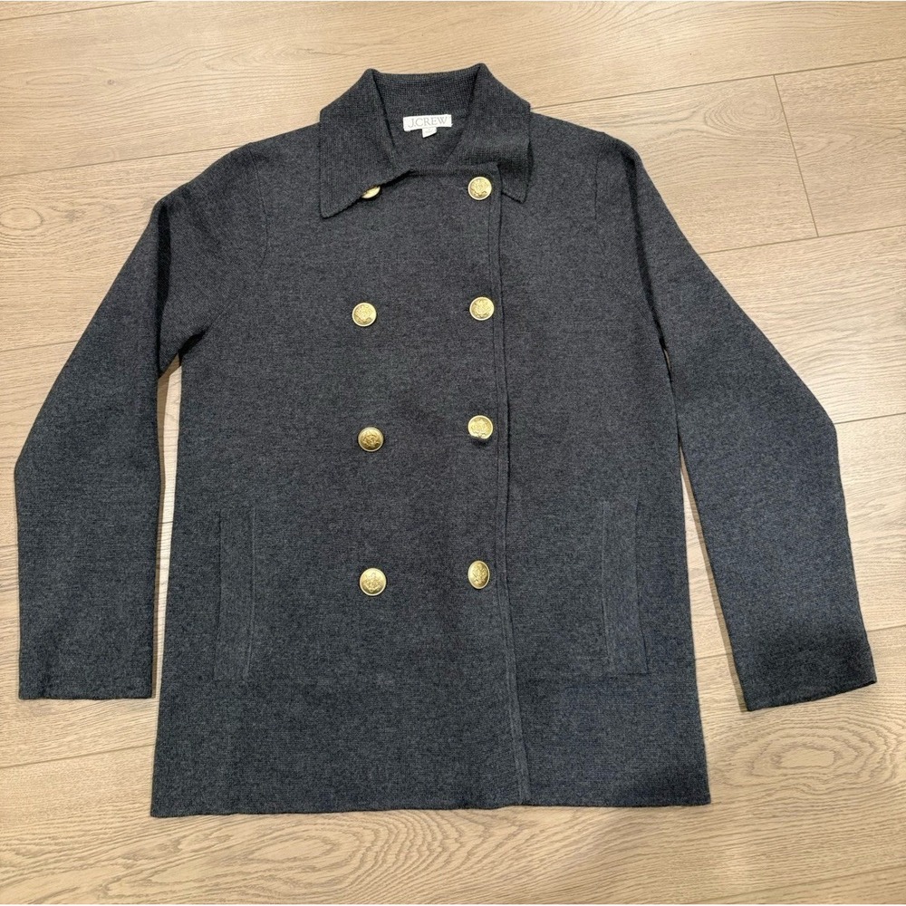 J. Crew Warwick Sweater‎ Blazer Heather Charcoal Wool Blend Size Small Preppy - Picture 2 of 6